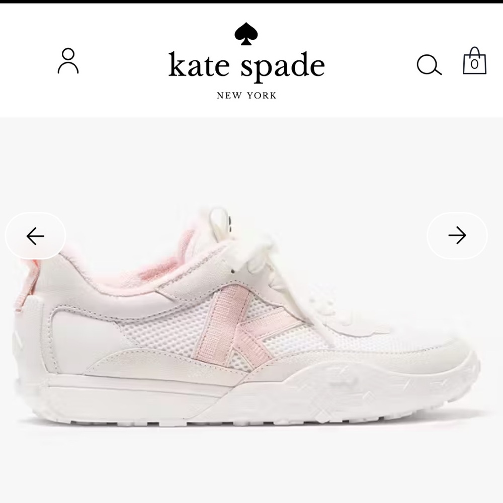 NEW K as in Kate KATE SPADE White Runner Sneakers in Pastry Pink $198 NWT